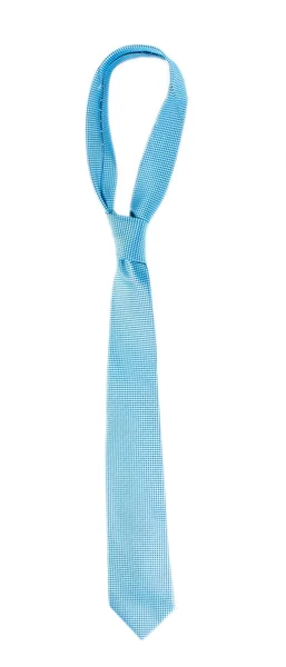 Niebieski krawat na drewniany wieszak na białym tle — Zdjęcie stockowe