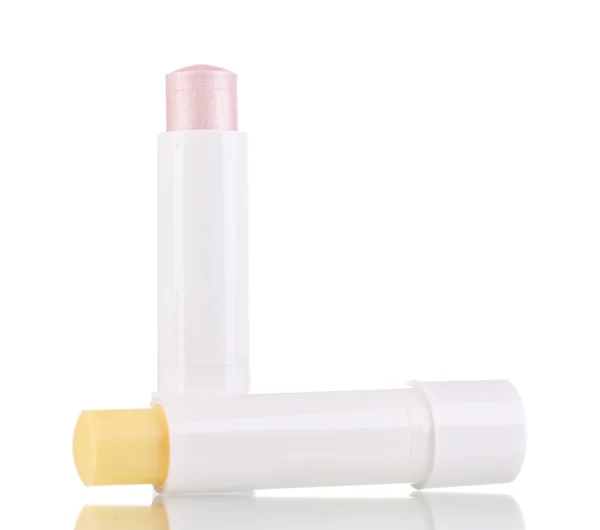 Hygienische Lippenstifte isoliert auf weiß — Stockfoto