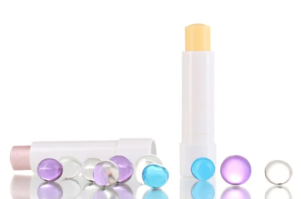 Hygienic lipsticks isolated on white — Stock Photo, Image