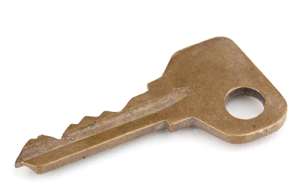 Metalen sleutel geïsoleerd op wit — Stockfoto
