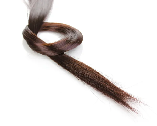 Λαμπερά καστανά μαλλιά που απομονώνονται σε λευκό — Φωτογραφία Αρχείου