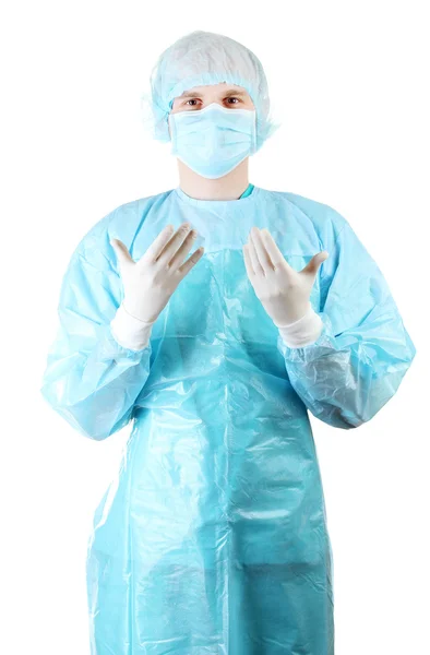 Chirurg młody na białym tle — Zdjęcie stockowe