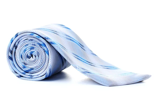 Elszigetelt fehér kék hengerelt nyakkendő — Stock Fotó