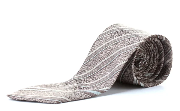 Szürke hengerelt nyakkendő a elszigetelt fehér — Stock Fotó