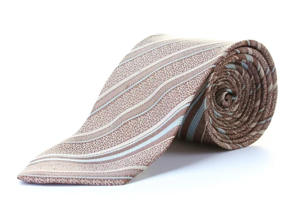Szürke hengerelt nyakkendő a elszigetelt fehér — Stock Fotó