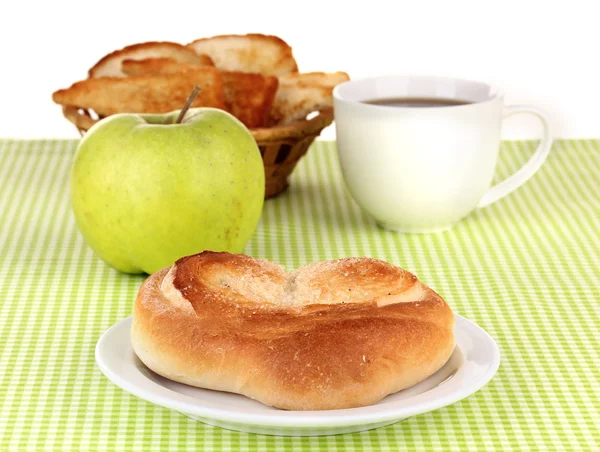 Pequeno-almoço clássico. Café e pão — Fotografia de Stock