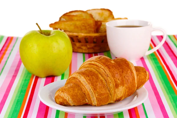 Classical breakfast. Orange juice and croissant — Stock Photo, Image