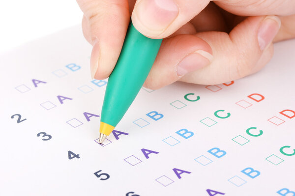 Responding to test questions close-up