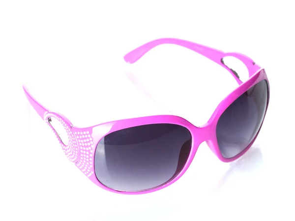 Frauen glamouröse rosa Sonnenbrille isoliert auf weiß — Stockfoto