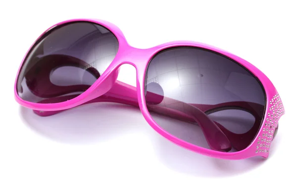 Kvinnor glamorösa rosa solglasögon isolerad på vit — Stockfoto
