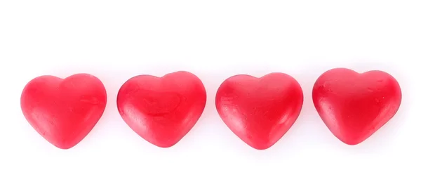 Rode snoep harten geïsoleerd op wit — Stockfoto