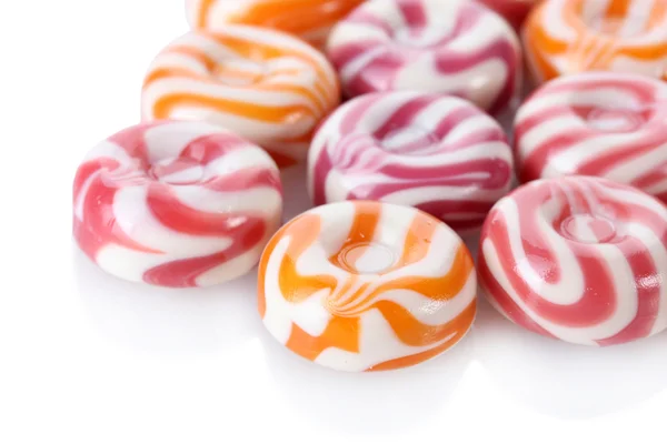 Striped fruit candies isolated on white — Stock Photo, Image
