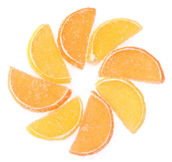 Orangengelee Bonbons isoliert auf weiß — Stockfoto
