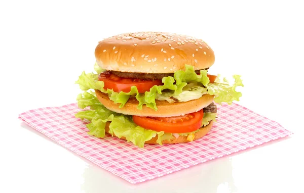 Große und leckere Hamburger isoliert auf weiß — Stockfoto