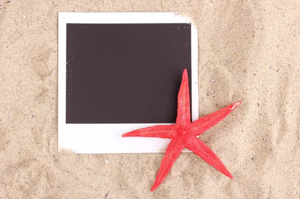 Photo with starfish on sand — Stock Photo, Image