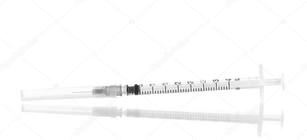 Insulin syringe isolated on white