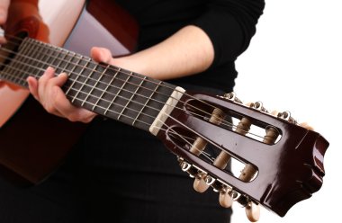 gitar beyaz üzerine izole