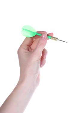 el üstünde izole beyaz dart