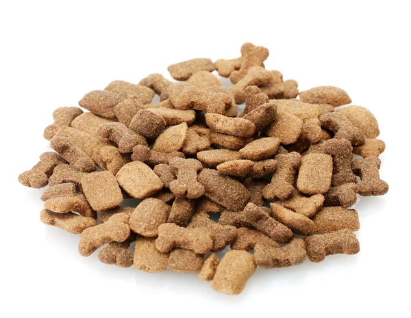 Suchý pes krmivo izolované na bílém — Stock fotografie