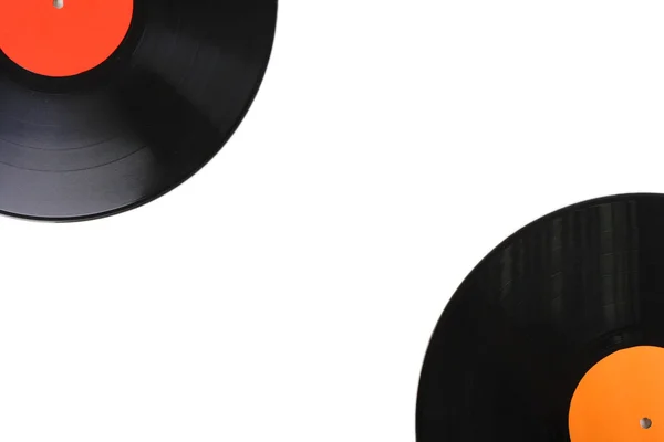 Black vinyl records isolated on white — Stock Photo, Image