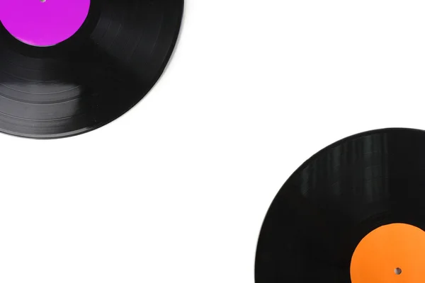 Svart vinyl records isolerad på vit — Stockfoto