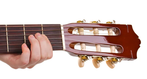 Gitar fretboard üzerinde beyaz izole — Stok fotoğraf