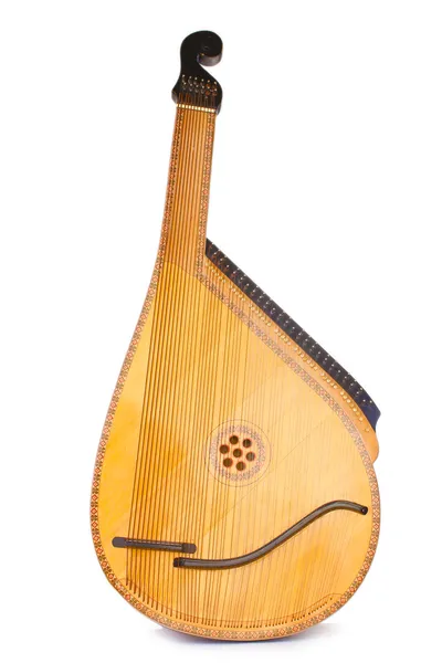 Retro bandura- Ukrainian musical instrument isolated on white — Stock Photo, Image