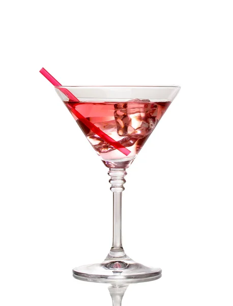 Red cocktail in martini glass isolated on white — Stock Photo, Image