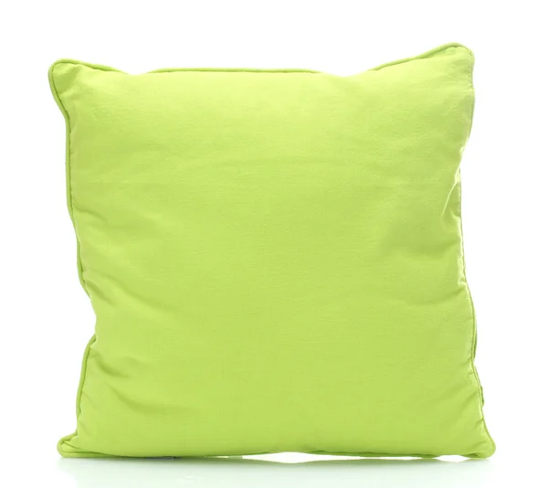 白で隔離される緑の明るい枕 — ストック写真