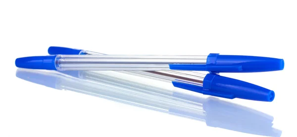 Twee pennen geïsoleerd op wit blauw — Stockfoto