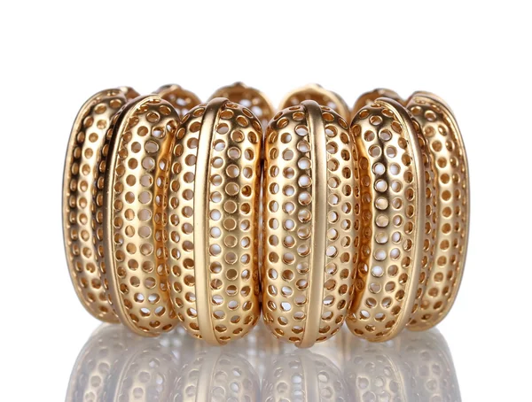 Bellissimo braccialetto d'oro isolato su bianco — Foto Stock