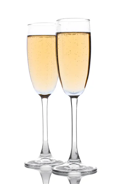 Okulary szampana na białym tle — Zdjęcie stockowe