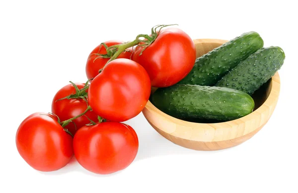 stock image Tomatoes and cucumbers isolated on white