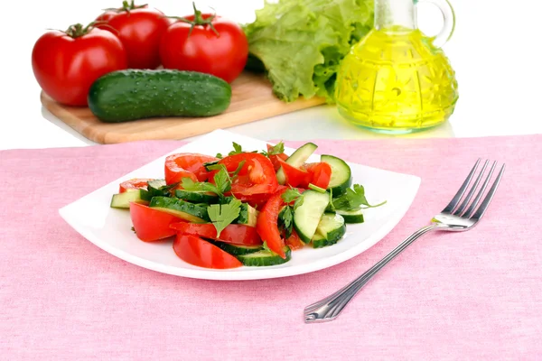 Fresh salad with tomatoes and cucumbers — Stock Photo, Image