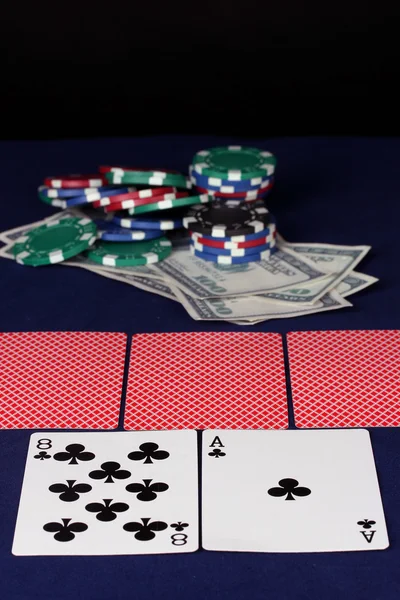 Póker játék a kék tábla — Stock Fotó