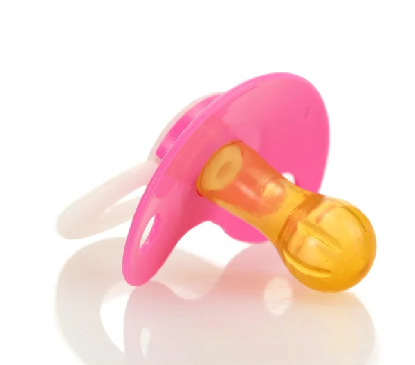 Pink baby's pacifier isolated on white background — Stock Photo, Image