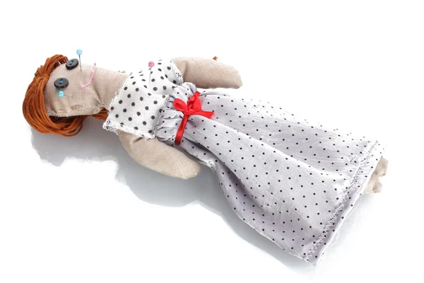 Bambola vodoo ragazza isolata su bianco — Foto Stock