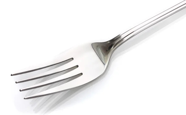 Zilveren vork, geïsoleerd op wit — Stockfoto