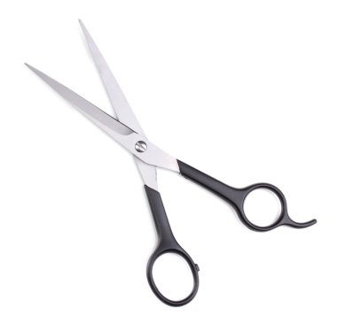 Shiny blond hair and hair cutting shears isolated on white clipart