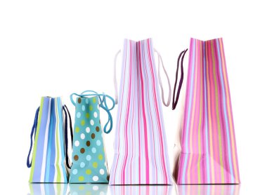 Colorful gift bags isolated on white clipart