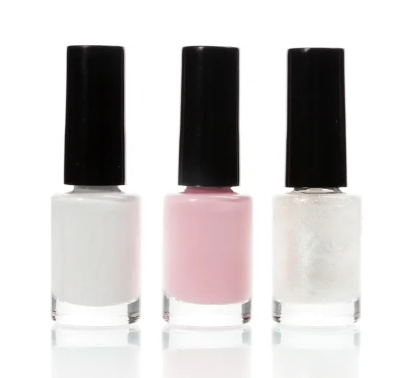 Three nail polish isolated on white — Stock Photo, Image