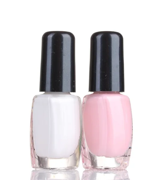 Two bottles of nail polish isolated on white — Stock Photo, Image