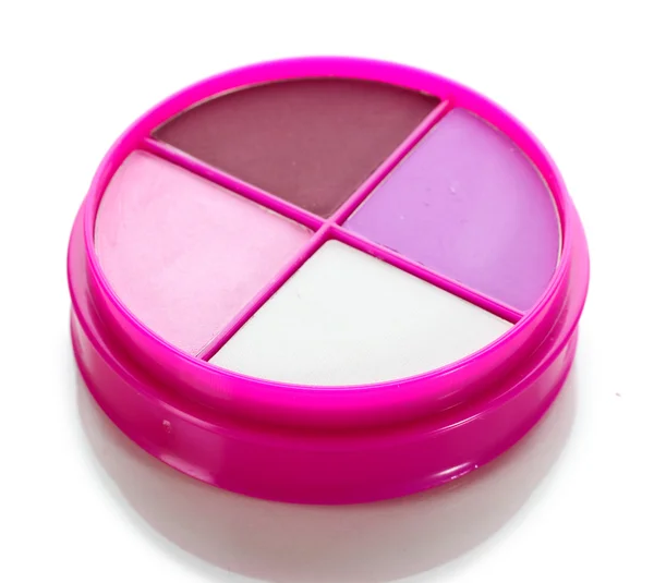 Sombra de olhos em caixa rosa isolado em branco — Fotografia de Stock
