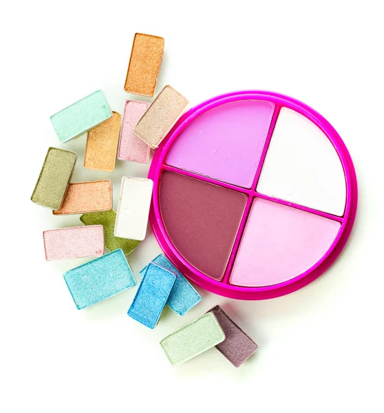 Ombretto in scatola rosa isolato su bianco — Foto Stock