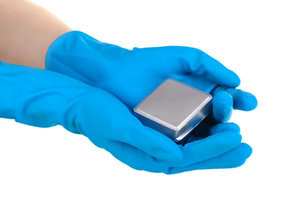 Uranium in hands isolated on white — Stock Photo, Image