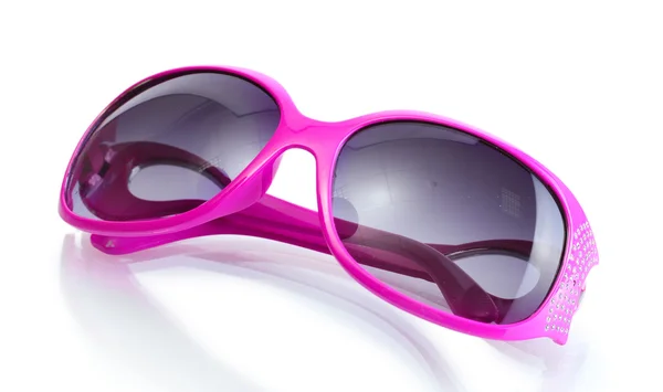 Donne glamour occhiali da sole rosa isolati su bianco — Foto Stock