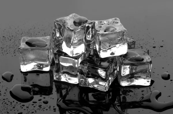 Таяние кубиков льда на сером фоне — стоковое фото