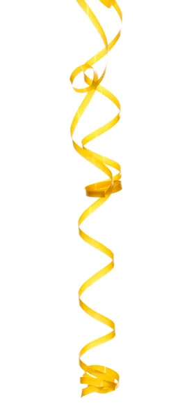 Beautiful yellow streamer isolated on white — Stock Photo, Image