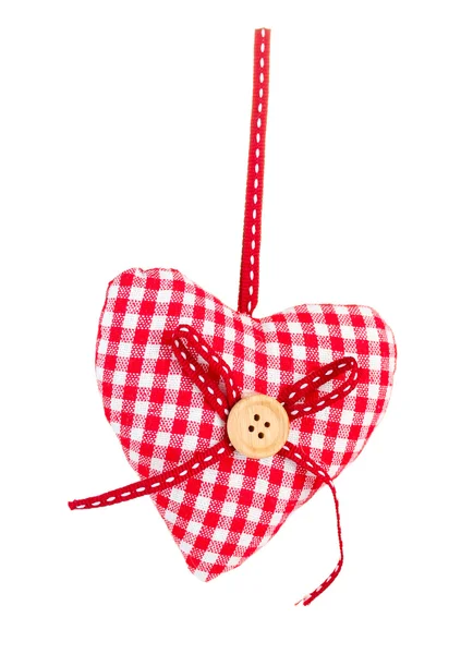 Corazón de tela decorativa aislado en blanco — Foto de Stock