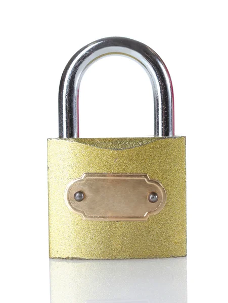 Golden padlock isolated on white — Stock Photo, Image